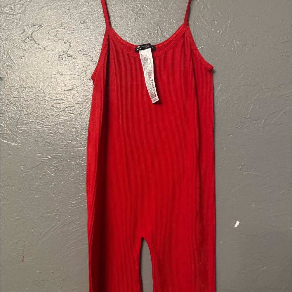 Zara Vibrant Red Ribbed Top